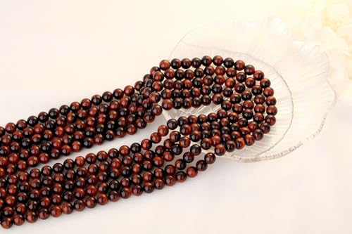 QINJIEJIE 60PCS Red Tiger Eye Beads 8mm Stone Beads Round Loose Gemstone Bead for Bracelet Beading Crystal Jewelry Making DIY Necklace Earrings 0.32" - color: Red Tiger's Eye, size: 60PCS