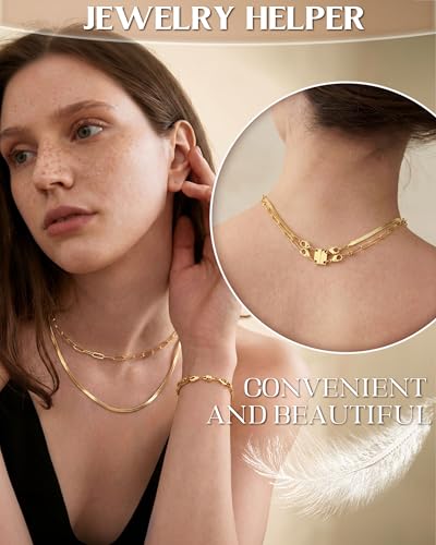 GEMQUEEN Magnetic Necklace Clasps and Closures with Double Lobster Clasp : 14K & White Gold Plated Magnet Jewelry Layering Clasps for Necklaces Multi Magnets Bracelet Helper Necklace Extenders 4PCS - color: 14K & White Gold Plated -4PCS