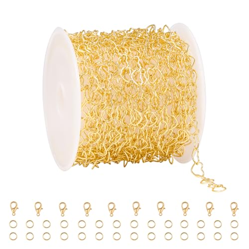 YOUBEIYEE 16.4 Feet Gold Plated Heart Link Chain for Jewelry Making Stainless Steel Chains Bulk on Spool - color: Flat Heart Gold