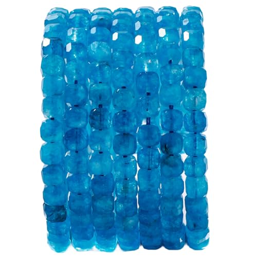 Natural Faceted Apatite Cube Stone Beads 5-5.5mm 60pcs/str Loose Square Semi Gemstone Stone Beads for Making Bracelets Necklace Earrings - color: Apatite