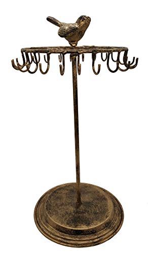 Bird Rotating Necklace Holder Bracelet Stand/Jewelry Organizer/Jewelry Tree,Bronze - color: Bronze