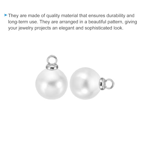 PATIKIL Pearl Charm, 100pcs Pearl Beads Faux Pearl Pendant Charm DIY for Jewelry Making Bracelets Earrings Necklace Crafts - color: Silvery White, size: 8mm