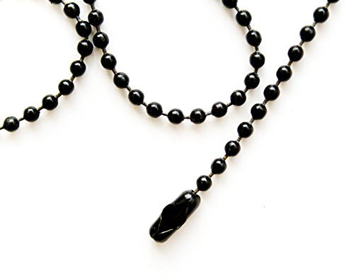 ONDEPOT 24 inch Military Spec Black Epoxy Coated 2.4mm Ball Chain Necklaces - pack of 50 pcs