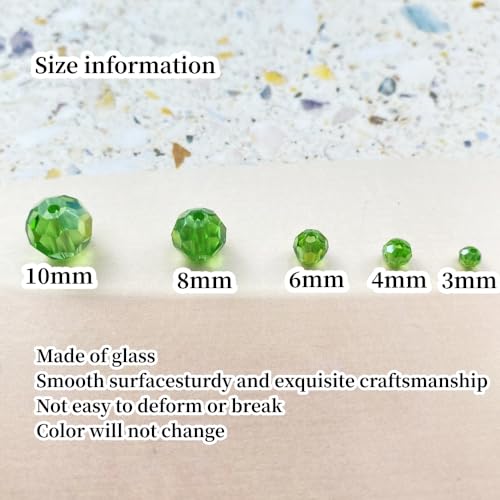 Crystal Glass Beads 100 Pieces 8mm Round Faceted Glass Spacer Beads for Jewelry Making Bracelet Earring Necklace DIY Craft Supplies(Green AB) - color: Green AB, size: 8mm