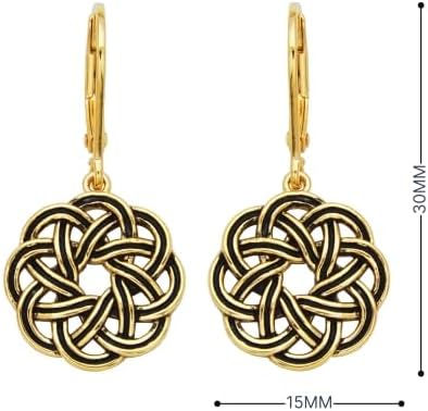 Amazon Essentials 925 Sterling Silver Leverback Celtic Knot Dangle with 18K Gold Plated Hypoallergenic Nickel-Free Earrings
