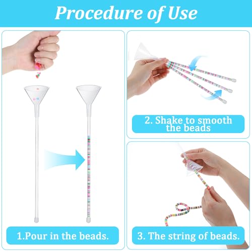 Quilax 6Pcs Beading Tools Kit, Beading Needles, Bead Funnel, and Clips for 0.2" Clay Beads Jewelry Making, Bracelets, Necklaces (Not Include Clay Beads)