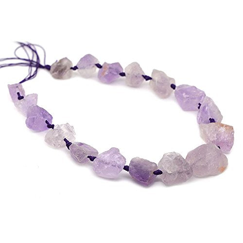 Natural Light Amethyst Crystal Nugget Raw Graduated Beads Strand 2mm Hole Drilled - color: Light Amethyst