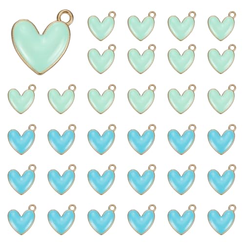 MECCANIXITY Enamel Alloy Heart Charm, Valentine Heart Pendants Love Jewelry Making Charm for DIY Necklace Bracelet Earrings Keychain - color: Sky Blue/Blue