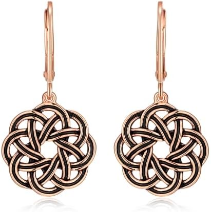 Amazon Essentials 925 Sterling Silver Leverback Celtic Knot Dangle with 18K Gold Plated Hypoallergenic Nickel-Free Earrings