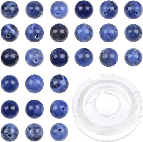 200pcs Natural Crystal Beads Stone Gemstone Round Energy Healing Loose Beads with Stretch Cord for Jewelry Making Bracelets Anklets (Blue Sodalite, 4MM) - color: Blue Sodalite, size: 4mm 200pcs
