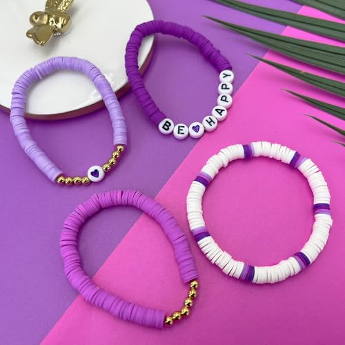 Purple Clay Beads for Bracelets, Heishi Beads for Women Friendship Bracelet Kit, 5000 pcs for Jewelry Making and Crafts - color: Purple