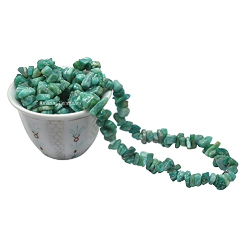 Amazonite Pre Drilled Natural Crystals Crushed Chips Beads for Jewelry Making, DIY Handmade Healing Crystals (25 Inch Strand) - color: Amazonite