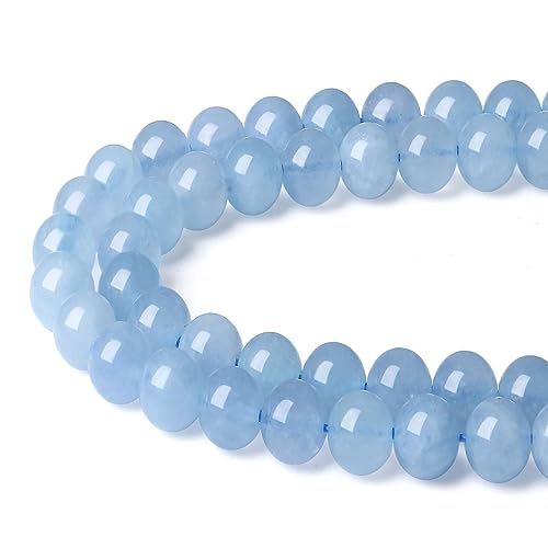 LAIDANLA Aquamarine 6mm Natural Stone Beads Round Loose Gemstone Stone Beads for DIY Bracelet Necklace Earrings Jewelry Making Polishing Genuine Real Beading Crystal 96PCS 2 Strand 32" - color: L-Aquamarine, size: 6mm