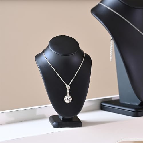 MOOCA 2 Pcs Deluxe Faux Leather Small Necklace Chain Jewelry Display Holder, Jewelry Stand, Necklaces Display Mannequin Bust Stand, 6.25”H, Black Faux Leather - color: Black Faux Leather