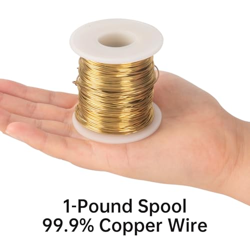 24 Gauage(0.5 mm),1 Pound 850FT Spool Brass Wire for Jewelry Making, Beading,Yellow Brass, Round, Dead Soft - size: 24 Gauage(0.5 mm),1 Pound