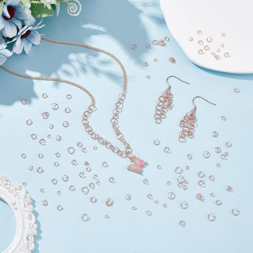 UNICRAFTALE 250pcs 3/4/4.5/5/6mm Open Jump Rings Rose Gold Jump Rings Stainless Steel Round O Rings Connectors for Chainmail Jewelry Bracelet Necklace Making - color: Rose Gold