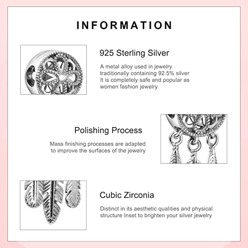 S925 Bead Dangle Charms for Bracelets Necklaces, Compatible with Pandora - style: Dreamcathcer Charm Silver