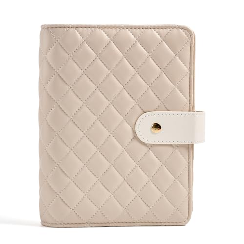 PU Leather Jewelry Binder Organizer Box - Bracelet Earring Rings Necklaces Jewelry Boxes Travel Case with Zipper Velvet Pouch Bags, Gift for Women - Cream White - color: Cream White_quilted Diamond Pattern