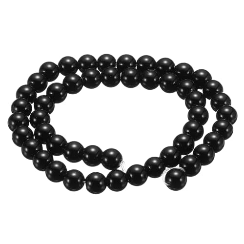 HARFINGTON 50pcs Natural Stone Beads 6mm Black Agate Round Gemstone Stone Loose Beading Real Genuine Smooth Balls Bead for Jewelry Making Bracelets Necklace Earrings DIY - color: Black Agate, size: 6mm