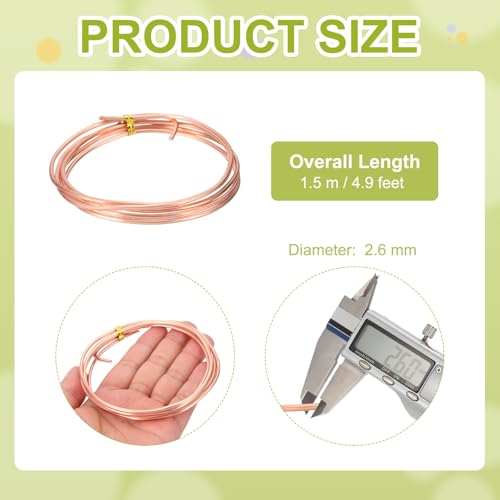 PATIKIL 99.9% Pure Copper Wire for Jewelry Making, 10 Gauge (2.6mm) Copper Craft Wire 4.9 Feet Beading Jewelry Making Supplies for Crafting Wreath Electroculture Gardening - size: 10 Gauge x 4.9 Feet