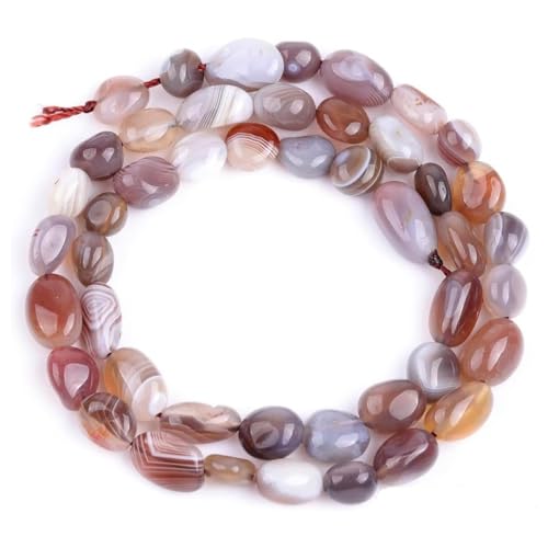 HAAMIIQII Natural Banded Agate Pebble Stone 5-8mm Small Irregular Freeform Tumbled Loose Gemstone Beads for Jewelry Making Strand 15 Inch (45-50pcs) - color: Botswana Agate