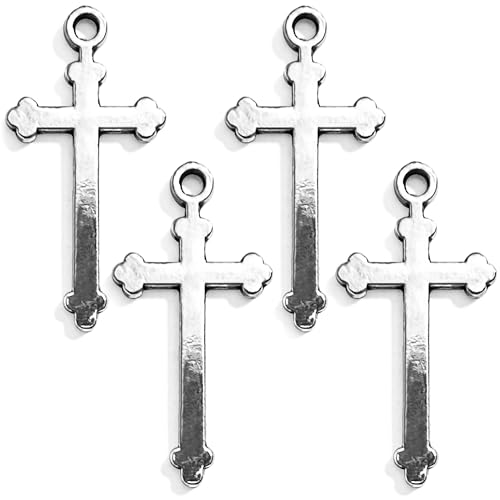 Heather's cf Cross Charms Jewelry Making Silver- Mini Cross Pendants for Bracelet Crafting, Non-Corroding Alloy, Lead-Free, Cadmium-Free, Nickel-Free, Tibetan Silver Coating - color: 60pcs thin cross