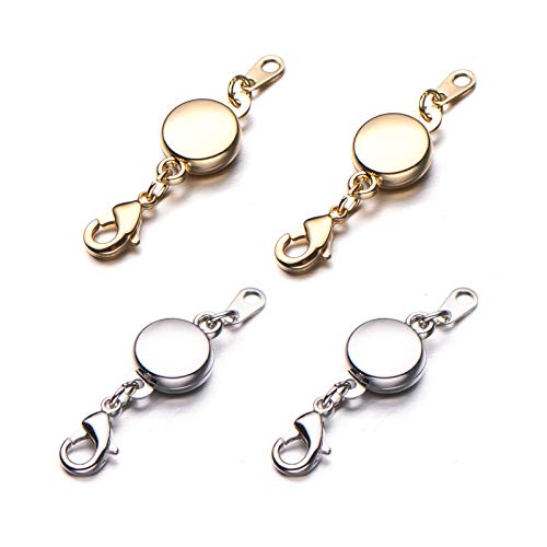 Zpsolution Locking Magnetic Jewelry Clasp for Necklace and Bracelet - Set of 4 Glod and Silver - color: Round Gold and Silver