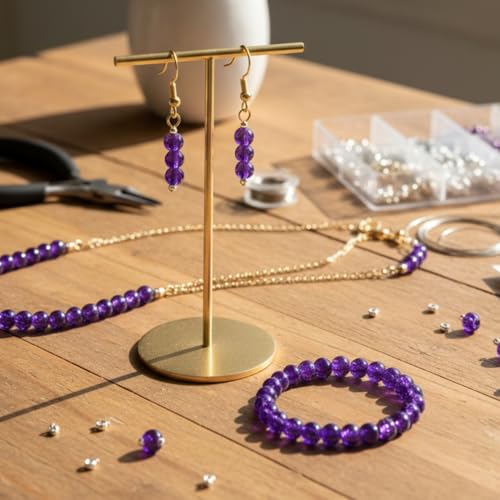 DandS ltd Crackle Lampwork Glass Beads for Jewelry Making, Purple Amethyst, Vibrant DIY Bracelets, Necklaces, Beading Supplies & Craft Kits for Handmade Jewelry, 80pcs 0.39 inch (10mm), #J288-10 - color: Purple Amethyst