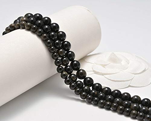 AD Beads Natural Gemstone Smooth Round Loose Beads 15“ 6mm 8mm 10mm (6mm, Gold Obsidian) - color: Gold Obsidian, size: 6mm