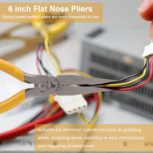 Flat Nose Pliers Smooth for Jewelry Making Wire Wrapping Bending Yellow (6 inch) - size: 6 Inch