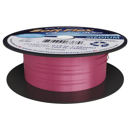 Soft Flex 49 Strand Beading Wire - Medium 0.19 Diameter - 100 Feet Nylon Design Wire - style: Pink Tourmaline