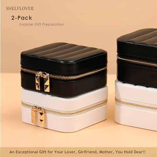 Small Jewelry Box, Easy Carried Travel Jewelry Organizer PU Leather Mini Holder Box Storage Case Portable, Necklace, Earring, Rings, Bracelets, Black - color: Black