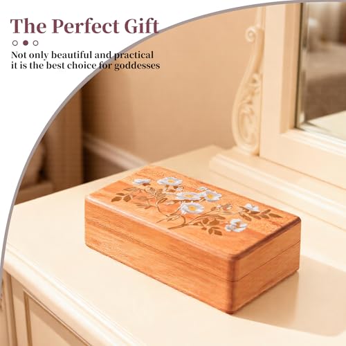 Travel Jewelry Case Small Wood Jewelry Organizer Jewelry Box for Women (Pine Wood Print) - color: Pine Wood Print