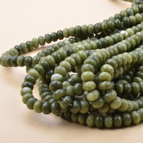 ICAI Beads 5x8mm Natural Rondelle Spacer Loose Beads for Jewelry Making DIY Crafts Design 1 Strand 15" APPR (Canadian Jade) - color: Canadian jade, size: 5x8