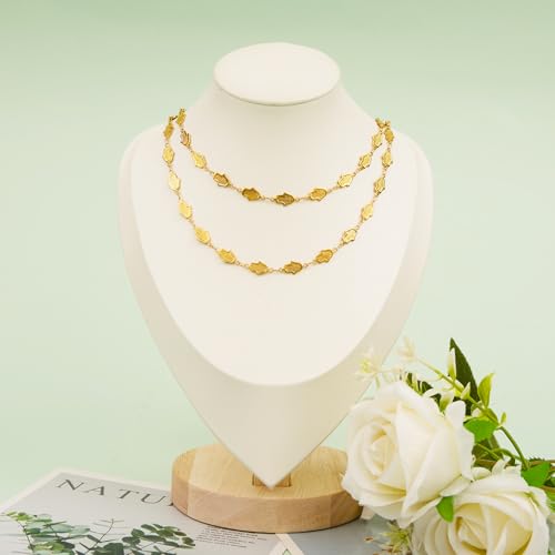 KYUNHOO 4.3 Yards Gold Chains for Jewelry Making Embossed Palm of Hand Chain Links on Spool for Women Men DIY Necklace Bracelet Crafts Find Supplies - color: Hand Gold