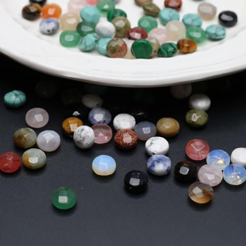 40 Pcs Healing Loose Beads Faceted Oblate Shape Natural Necklace Stone Pendants Crystal Charms for Jewelry Making DIY Craft - color: faceted oblate