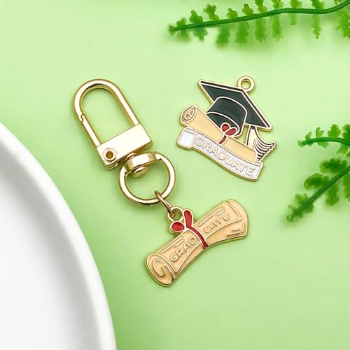 24pcs Alloy enamel graduation season series graduation hat academic dress backpack bouquet Jewelry Making DIY Keychain Earrings Pendant Various Design Charms for Jewelry Making Bracelets Necklace(SN751) - color: SN751