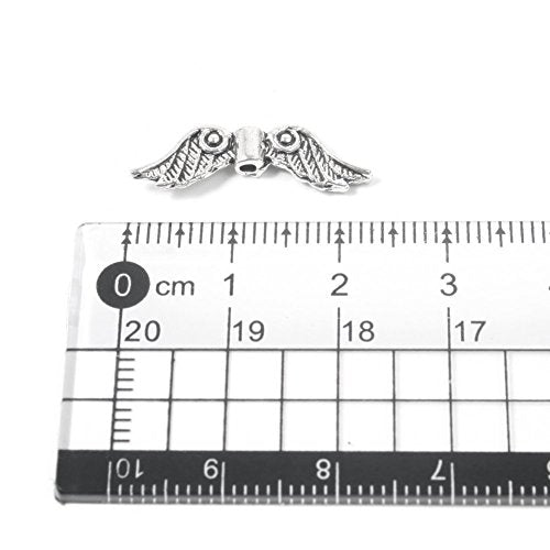 50 pcs 20mm Angel Wing Spacer Metal Beads DIY for Bracelets Necklace Silver
