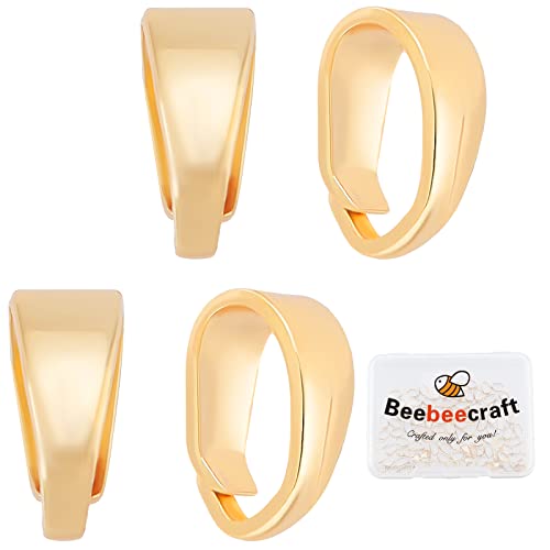 Beebeecraft 100Pcs Necklace Charm Clasp 18K Gold Plated Pinch Clip Clasp Bail Charm Metal Pendant Clasps Connectors Bails for Jewelry Making, 0.16x0.24 Inch Small - color: Golden#4