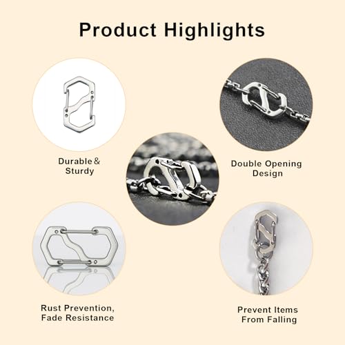 Double Opening Lobster Clasp,Sliver Bracelet Clasp Charm Clasp,Chain Shortener,Necklace Connectors for Multiple Necklaces - 10 Pack - size: Sliver
