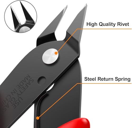 BOENFU Precision Wire Cutter Zip Tie Cutters Flush Cutters Nippers Small Side Cutting Pliers for 3d Print, Plastic Models, Jewelry, Electronics, Red, 1-Pack - color: Red ( 1 Pack )