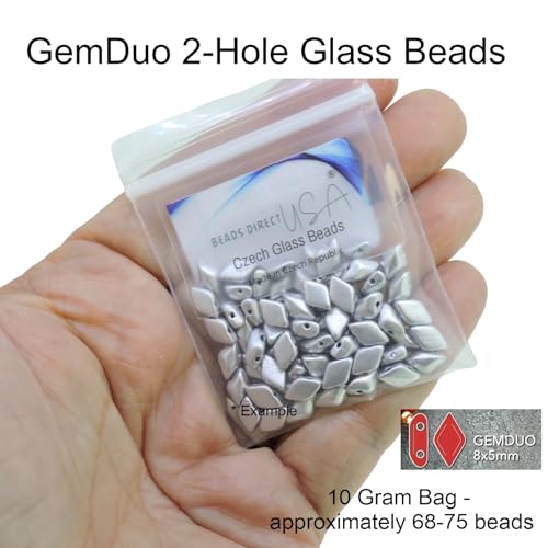 GemDuo Beads, 2-Hole Diamond Shaped Czech Glass Beads 5x8mm 10 Grams Frozen Matte Cream
