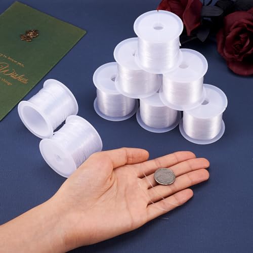 Pandahall 20m/roll 0.5mm Transparent Crystal Nylon Beading Wire Invisible Nylon Fishing Wire Cord for Hanging Decorations Jewelry Bracelet Making Craft String