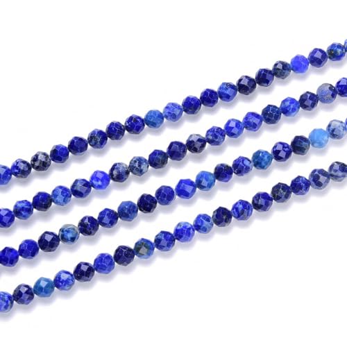 Adabele 15 Inch Natural Blue Lapis Lazuli Healing Gemstone 3mm (0.12 Inch) Tiny Small Faceted Round Loose Beads Stone Spacer (100-110pcs) for Craft Jewelry Making GK3-4 - color: Lapis Lazuli, size: 3mm (0.12") - 15 inch/1 strand