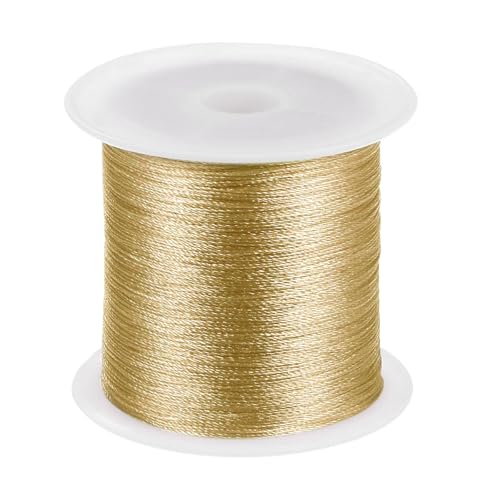 HARFINGTON 0.2mm Nylon Cord Satin Silk Trim Beading String Chinese Knotting Cord Hand Knitting String Bracelet Thread for Bracelets, Beading, DIY Making, Ornaments, Khaki, 328ft - color: Khaki