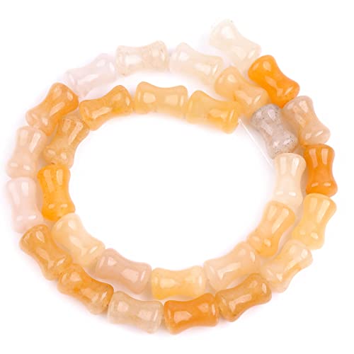 GEM-Inside 30Pcs 8x12mm Natural Yellow Aventurine Jade Plant Bamboo Knot Bone Charms Beads for Jewelry Making Power Energy Chakra Stone Beads - color: Yellow Aventurine Jade