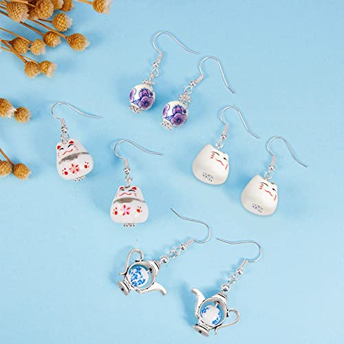 SUNNYCLUE 1 Box DIY 10 Pairs Animal Flower Teapot Charms Ceramic White Porcelain Earring Making Starter Kit Fancy Flower Beads Jewelry Arts Craft Supplies Findings for Beginners Adults Women Gift