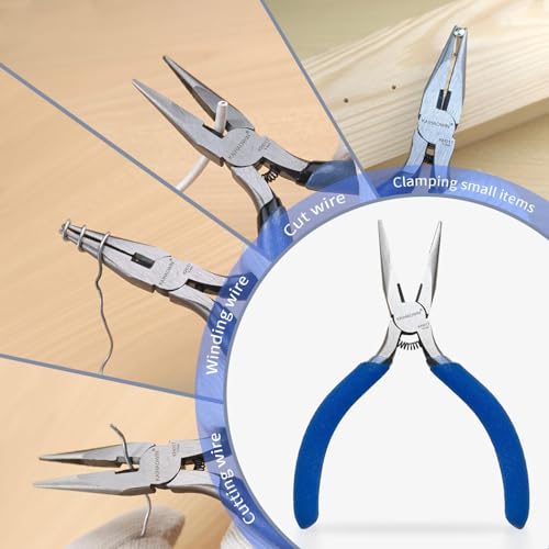 Mini Needle Nose Pliers 5"-10 Pack KAIHAOWIN Small Long Nose Pliers with Wire Cutters, Spring Loaded Thin Needle Nose Pliers, Precision Pliers Set for Crafts/Jewelry Making/Tiny Project - size: 10 Pack