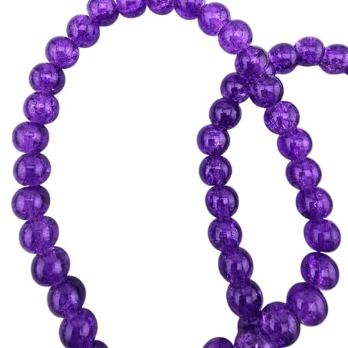 DandS ltd Crackle Lampwork Glass Beads for Jewelry Making, Purple Amethyst, Vibrant DIY Bracelets, Necklaces, Beading Supplies & Craft Kits for Handmade Jewelry, 80pcs 0.39 inch (10mm), #J288-10 - color: Purple Amethyst