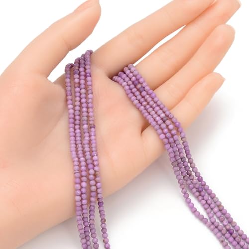 Adabele 15 Inch Natural Purple Phosphosiderite Healing Gemstone 3mm (0.12 Inch) Tiny Small Faceted Round Loose Beads Stone Spacer (135-145pcs) for Craft Jewelry Making GK3-25 - color: Purple Phosphosiderite, size: 3mm (0.12") - 15 inch/1 strand
